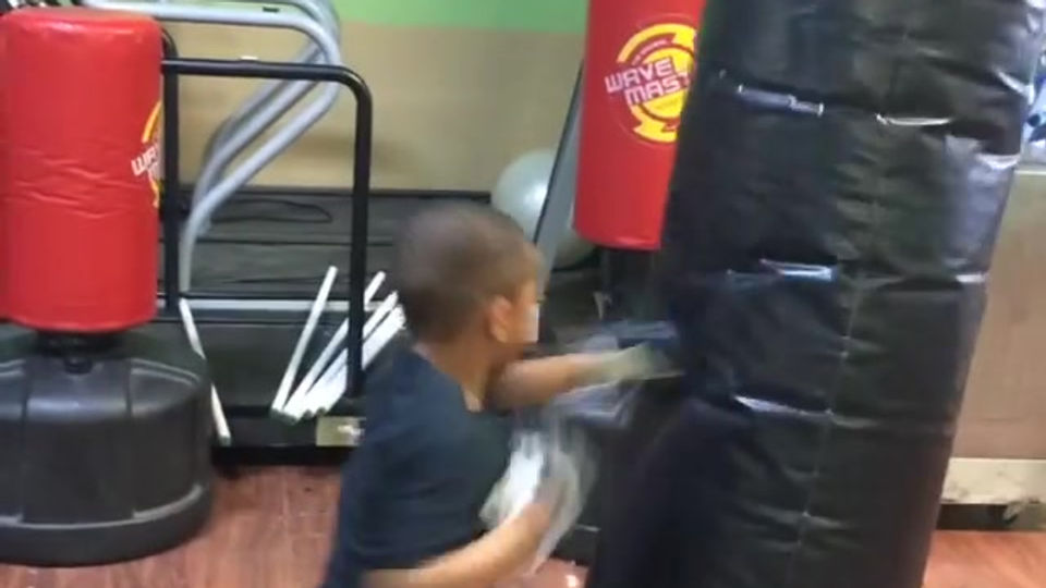 Children working the bag.